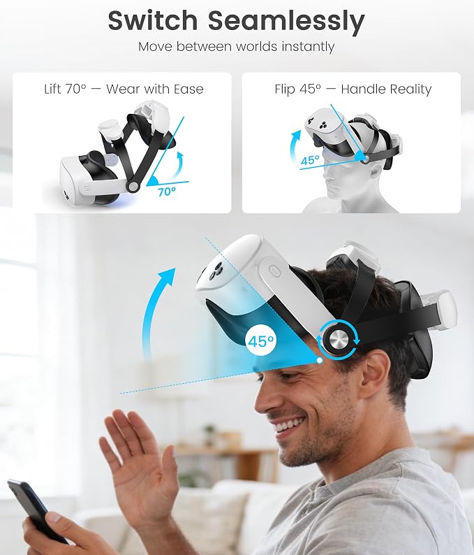Head Strap for Meta Quest 2/3/3S - 4-Way Adjustable VR Headset Strap Replacement with Enhanced Support & Comfort Upgrade - Elite Strap Alternative for Oculus Gaming