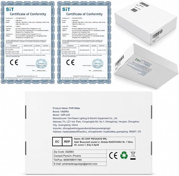 VBR-200 PAR Meter with Light Dimmer Control, Maintain Target PAR Automatically, PPFD DLI Meter, Adjust Grow Light Power Based on Sunlight, Test PAR/LUX/CCT/Temp/Humidity/VPD