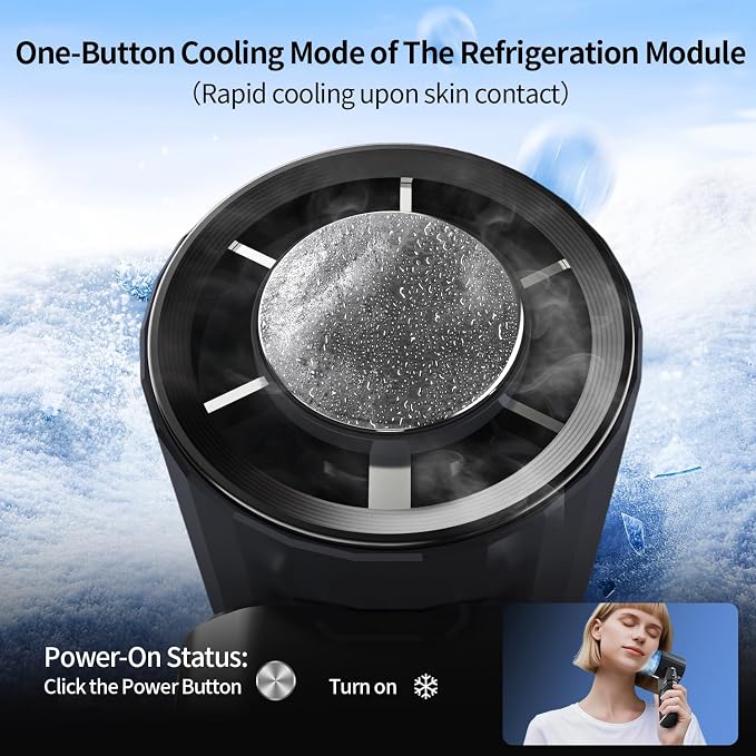 Portable Rechargeable Handheld Turbo Fan,9000mAh Multifunctional Cooling Fan with Ice Cooling ＆ Charging Function,Built-in Type-C Charging Cable & LED Display,100-Speed Wind,Suitable for Travel/Office
