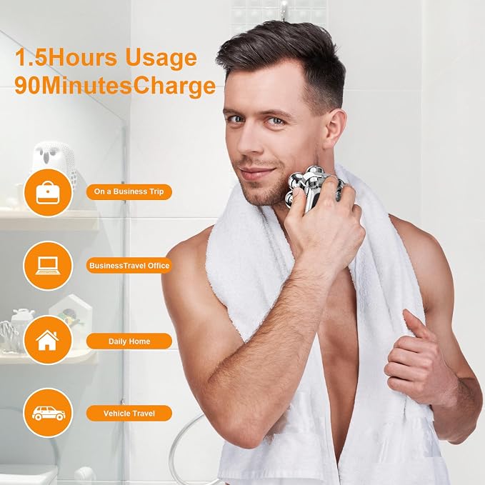 Head Shaver for Bald Men,2024 Upgrade 8-in-1 Men’s Electric Shaver Bald Head Shaver for Men,Electric Razor for Bald Men IPX7 Waterproof Rotary Shaver Grooming Kit with LED Display