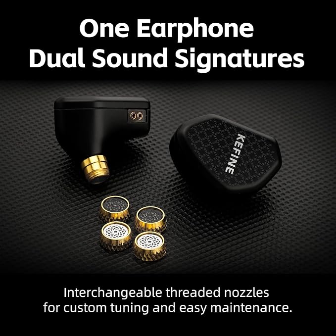 Klean Hi-Fi in Ear Monitor, Wired Gaming Earbuds, 10mm DLC Diaphragm Dynamic Driver, Wired Earphones, Interchangeable Tuning Nozzles, HiFi IEM for Audiophile, Musician & Gaming(with Mic USB-C)