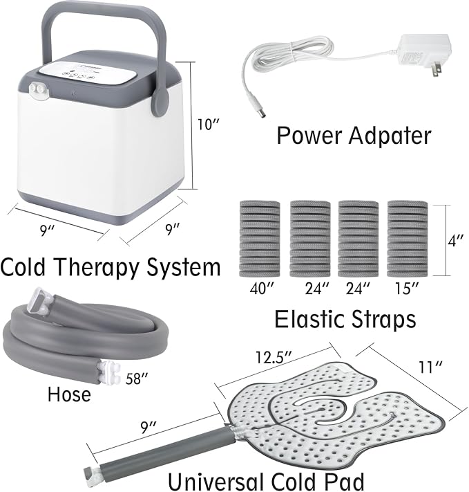 NEHOO Cold Therapy System, Pain Relief for Post-Surgery Recovery, Programmable Ice Therapy Machine, Continuous Cryotherapy, Universal Pad for Knee, Ankle, Cervical, Back and Leg, Including 4 Straps