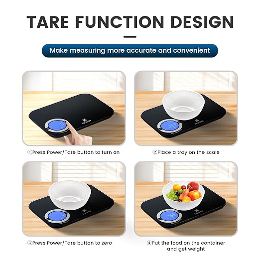 EILISON Smart Kitchen Scale with Nutrition Calculator, Digital Food Scale, Large TFT Color Display, Bluetooth App for 999+ Foods, Calorie Counter & 24 Nutrients Analyzer, 5000g Cap (Black)