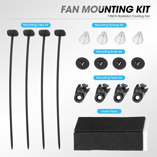 DNA Motoring 7 Inch High Performace Electric Cooling Slim Radiator Fan with Mount Kit, Red, RAF-7-RD+FMK