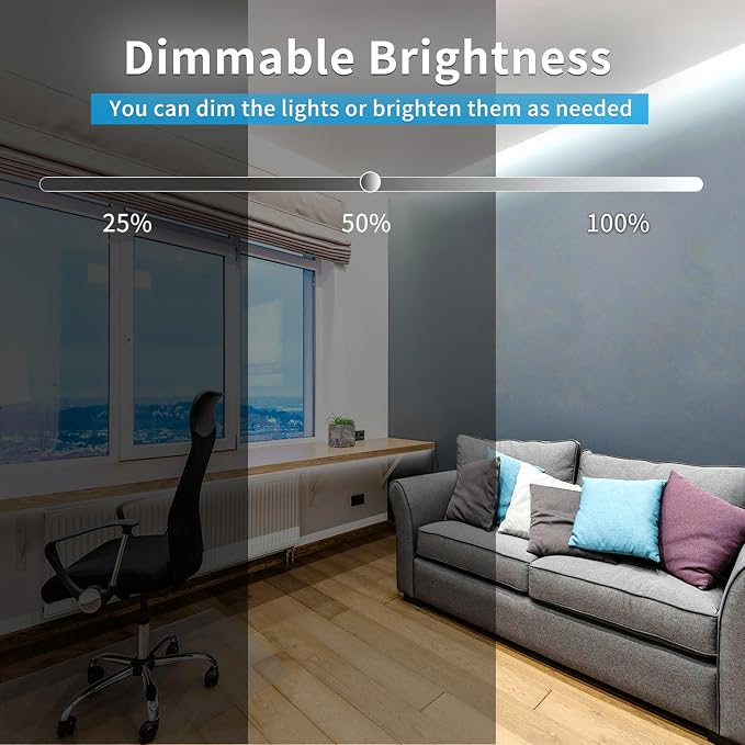 COB LED Strip Lights 100ft,6000K DC 24V Dimmable White Flexible LED Rope Lights for Bedroom,with Remote and app Control LED Lights Strip for Living Room, Shelf, Cabinet(2 Rolls of 50ft)