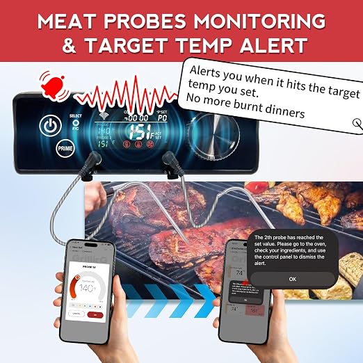 Rectangular WiFi PID Grill Controller Replacement for Pit Boss 440-1600 Navigator, Sportsman, Onyx, Pro Series, Mahogany, Competitiion, Legacy – App Wireless Control Board, 1°F Precision