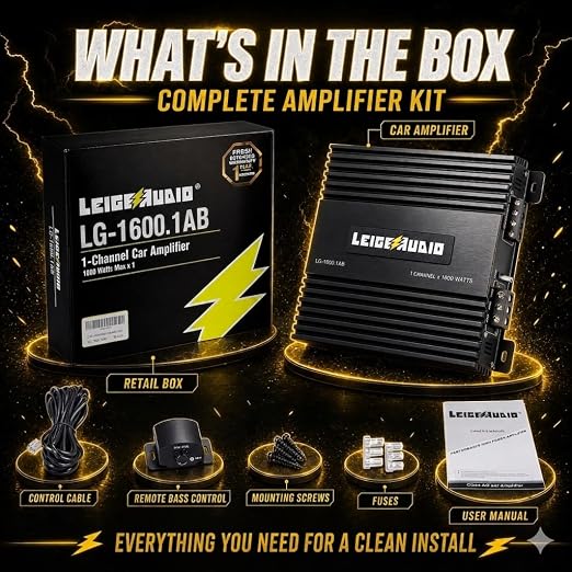 1600 Watts MonoBlock Amplifier, Class A/B, Remote Subwoofer Control, Mosfet Power Supply, Subwoofer Amplifiers for Car Audio Speakers