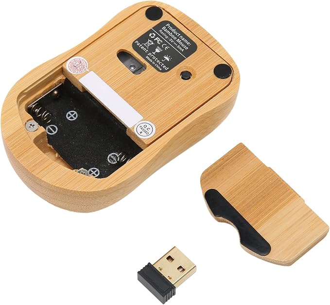 Bamboo Keyboard and Mouse, 2.4GHz Computer Devices with USB Receiver, Optional 1200DPI MouseCompact KeyboardWireless Keyboard and Mouse Combo (Mouse)