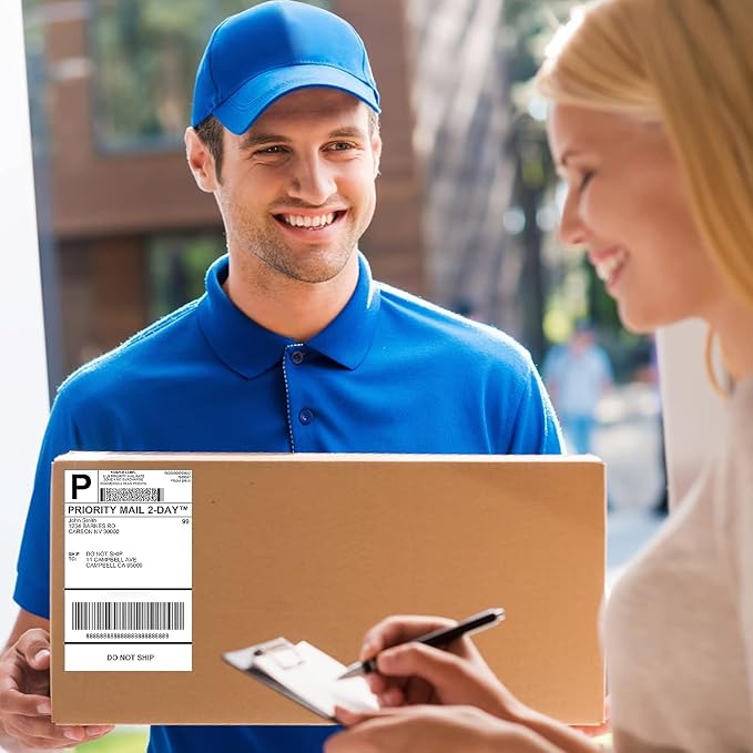 D520BT Bluetooth Shipping Label Printer and 1 Roll Thermal Labels, Wireless Thermal Label Printer for Small Business
