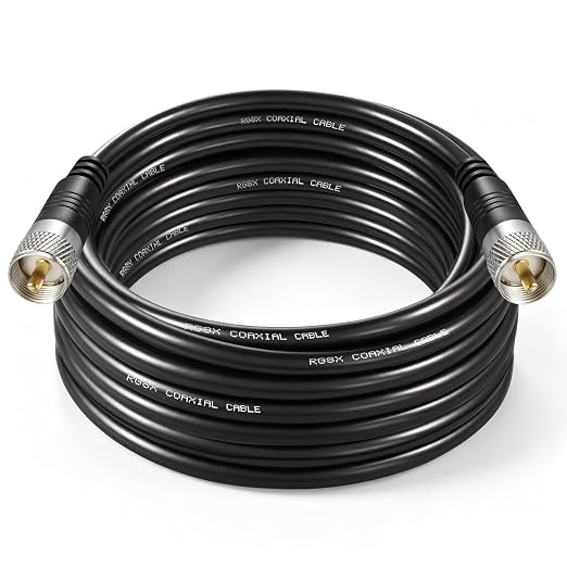 RG8x Coaxial Cable, CB Coax Cable, 18ft UHF PL259 Male to Male Low Loss CB Antenna Cables, 50 Ohm for HAM Radio, Antenna Analyzer