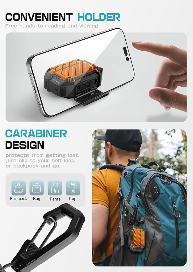 SUPCASE for AirPods Pro 3 Case with Lock & Carabiner, IP68 Waterproof, Compatible with MagSafe, Military-Grade Protection Anti-Scratch Hard Shell Cover for AirPods Pro 3rd Generation 2025, Coral