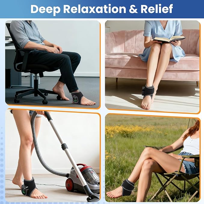 Ankle Heating Pad with Massager, Foot Massager with Heat, Ankle Heating Pad Heated Wrap Brace for Pain Foot Renew, Foot Warmer for Man Woman