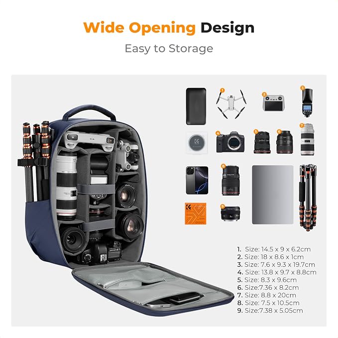 K&F CONCEPT Camera Backpack,Hardshell Photography DSLR Camera Bag with 15-15.6 Inch Laptop Compartment Hard Shell Camera Case Compatible with Canon/Nikon/Sony/DJI Mavic Drone