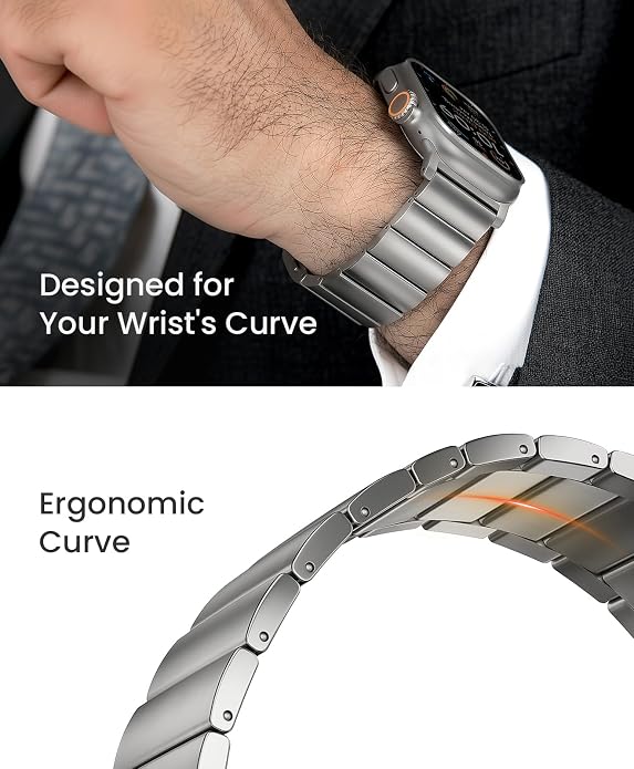 Grade 5 Titanium Band for Apple Watch Ultra 3/2/1 49mm & Series 11/10 46mm,Dual Magnetic Clasp with Adjustable Small Link,Scratch Resistant & Premium Color Matched Metal Band for Men,CRNS02