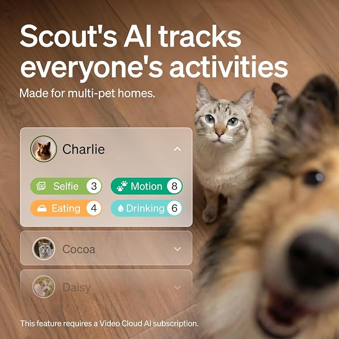 PETLIBRO Cat & Dog Camera with Multi-Pet Recognition, Individual Timelines, Activity Tracking, Smart Summaries, Indoor AI Pet Camera