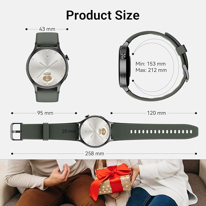 Fitpolo Smart Watch for Men Women,1.3" AMOLED Touchscreen Fitness Tracker, Make/Answer Calls, Heart Rate SpO2 Monitor, 3ATM Waterproof, Sleep & Activity Tracking Smartwatch for Android Phones iPhone