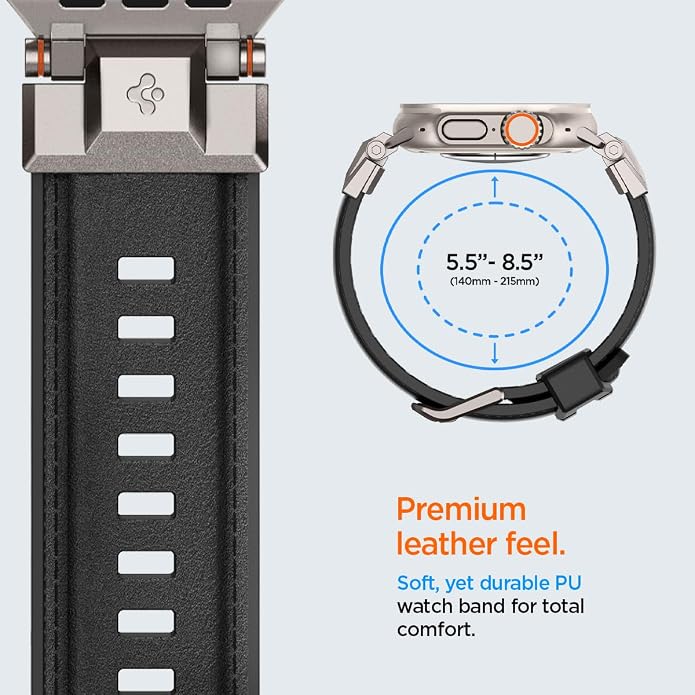 Spigen DuraPro Armor Durable Metal Connector Strap Designed for Apple Watch Band Compatible with Ultra 2/1 49mm, Series 10 46mm, 9/8/7 45mm, SE2/SE/6/5/4 44mm, 3/2/1 42mm