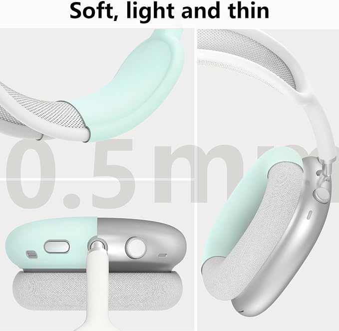 Silicone Case Cover for AirPods Max Headphones,Ear Pad Case Cover/Ear Cup Cover/Headband Cover for AirPod Max 2/1(2026/2024/2020)(USB-C/Lightning),Silicone Accessories for Apple AirPod Max, Glow Green