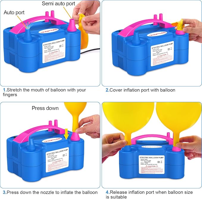 chamvis Balloon Pump Electric, Balloon Air Pump Inflate Pump for Balloons: Blower Machine for Fast and Easy Filling Balloons