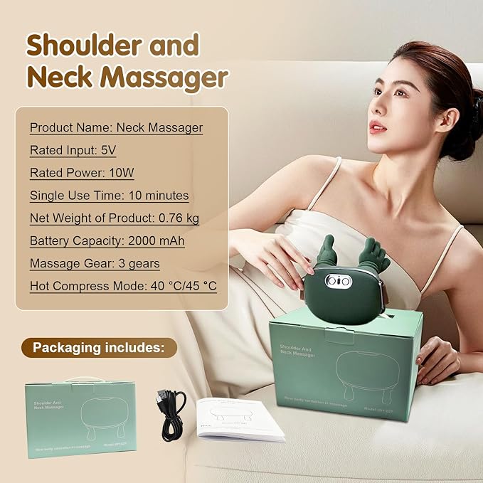 Siasoo Neck Massager With Heat-Wireless Portable Shiatsu Neck and Shoulder Deep Tissue 4D Kneading Back Massage With Fingers,Simulated Human Hand Design Muscle Relax Hand Massager For FathersDay Gifts