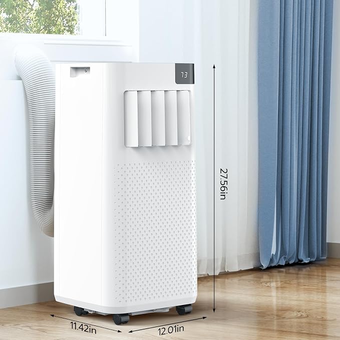 Electactic 10000 BTU Portable Air Conditioner, 4-in-1 Portable AC Unit with Cooling, Dehumidifier, Fan & Sleep Modes, Quiet Air Conditioner with 24H Timer, Remote Control & Installation Kit, White