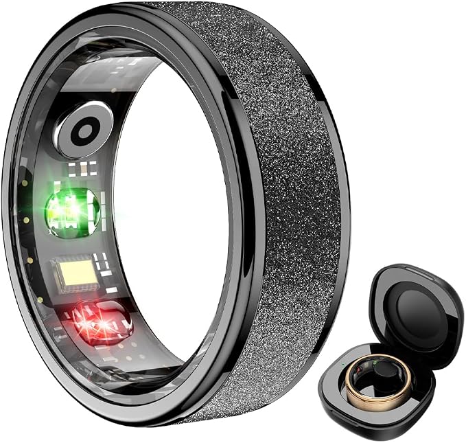 COLMI R10 Smart Ring, Smart Health Ring for Women, Features Heart Rate, Blood Oxygen, Pedometer, and Fitness Tracker, Smart Ring Womens, No Subscription Fee. (Black, 8#)