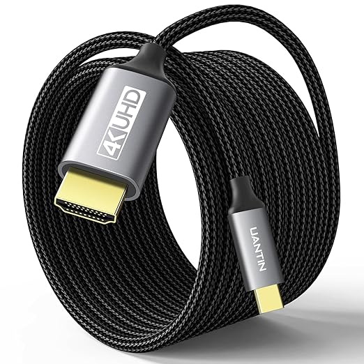 UANTIN USB C to HDMI Cable 10Ft for Home Office | 4K High-Speed USB 3.1 Type-C to HDMI Cord [Thunderbolt 3/4/5 Compatible] with MacBook Neo, Galaxy S9 to S25, iPhone 17/16 Pro/Max, iPad Pro, Surface
