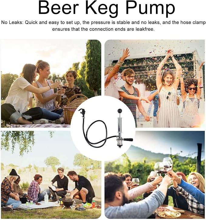 Keg Tap Keg Pump S Type Dispenser Beer Keg Tap Keg Hand Pump Stainless Steel Keg Party Pump with 105cm/41.3in Tube for Homebrew(30 X 13 X 4.5cm / 11.8 X 5.1 X 1.8in)