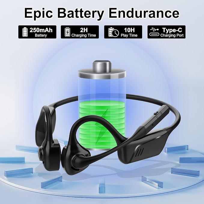 Open Ear Bluetooth Headphones with Microphone, Noise Cancelling Wireless Headset with Mute Button, Supports aptX/aptX-LL/aptX-HD, Designed for Meeting, Home Office,Driving -Not Bone Conduction (Grey)