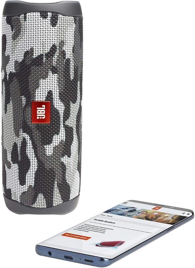 JBL Flip 5 Portable Waterproof Wireless Bluetooth Speaker - Black Camo (Renewed)