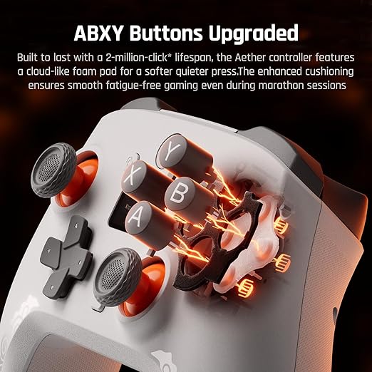 BIGBIG WON Wireless Gaming Controller with LCD Display – Hall Effect Joystick & Triggers, 1000Hz Polling Rate, PC/Switch/Android/iOS Compatible, Dual Back Buttons, Turbo, HD Rumble, Wired/Bluetooth/2.4G AETHER Wireless Gamepad