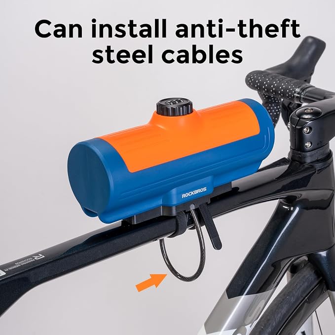 ROCKBROS Secure Bike/Scooter Frame Bag Password Storage Box Plastic Hard Shell Key Anti-Theft Steel Cable/Screws Installation Firm Fixed Equipment, Universal for Gravel MTB Road Racing Cycling