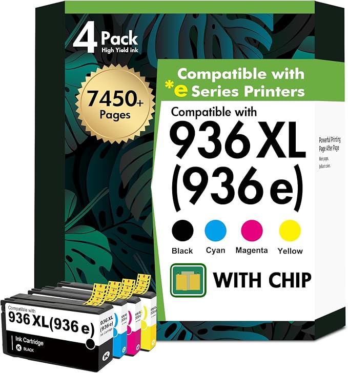Toner H-Party 936 936XL 9125e Ink Cartridges Combo Pack: Replacement for HP 936e Ink 936XL Black and 936 Color Combo Pack for HP OfficeJet Pro 9120e 9730e 9130 9135e 9122e 9128e 9110b 9120b Printer
