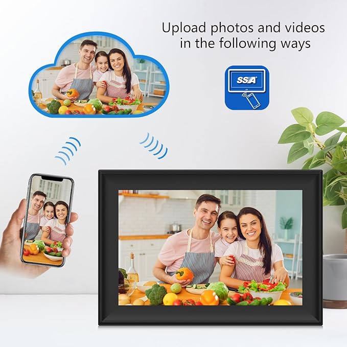 SSA WiFi Frame 32GB Digital Picture Frame WiFi 10.1 inch Digital Photo Frame with IPS Touch Screen, Auto-Rotate,Send 50 Photo Unlimited,Share Photos/Videos Instantly via App or E-Mail from Anywhere
