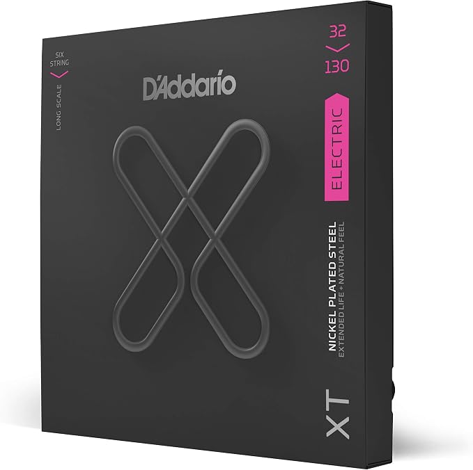 D'Addario Bass Guitar Strings, XT Coated Electric, XTB32130, Regular Light 32-130, 6-String Set, Pack of 1