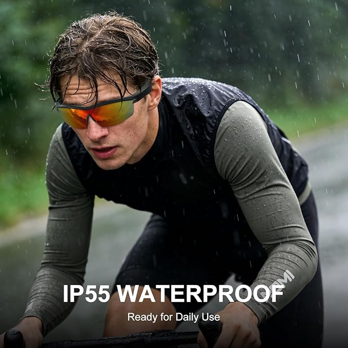 Bluetooth Audio Smart Glasses for Cycling Running Driving | Polarized Sports Sunglasses with Open-Ear Speakers, Hands-Free Calls, Voice Assistant, UV Protection, IPX5 Waterproof for Hiking Fishing