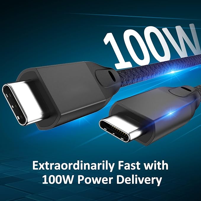 UseBean USB C to USB C Cable 100W 6.6FT 2Pack, USB C 3.2 Gen 2X2 20Gbps Data Cable 4K Video, Type-C PD Fast Charging Cord, for MacBook Pro, iPad mini 6/ Pro, Galaxy S24+/S24 Ultra/S23, Switch