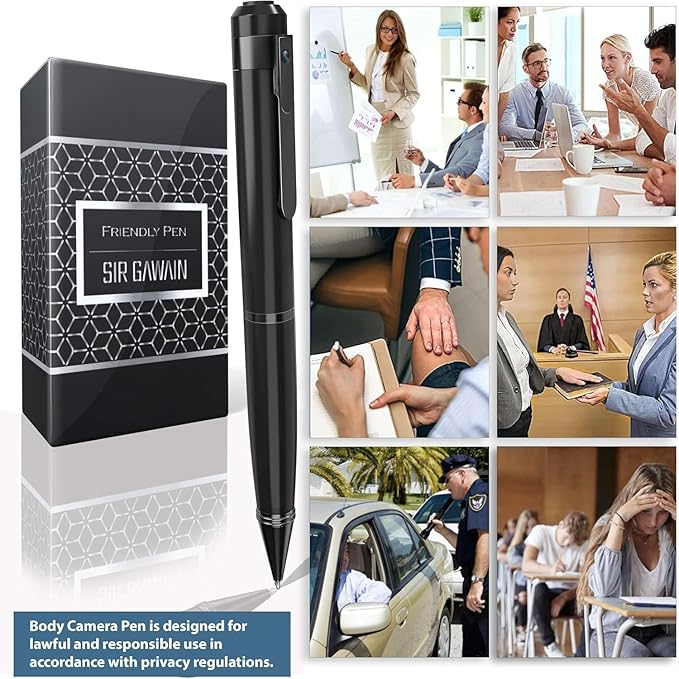SIRGAWAIN Premium Body Camera Pen — Full HD 1080p Video & Photos, 70-Min Battery, Motion Detection, One-Button Control, 2026 Model