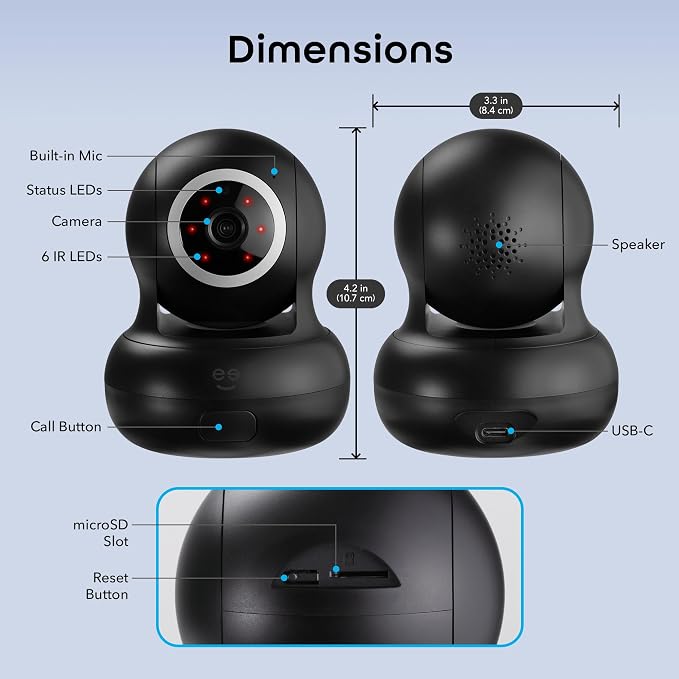 Geeni Sentinel Smart 2K Indoor Security Camera with Auto-Tracking – Dual-Band 2.4GHz & 5GHz WiFi, 2K HD Video, App & Voice Control, Motion Detection, Black