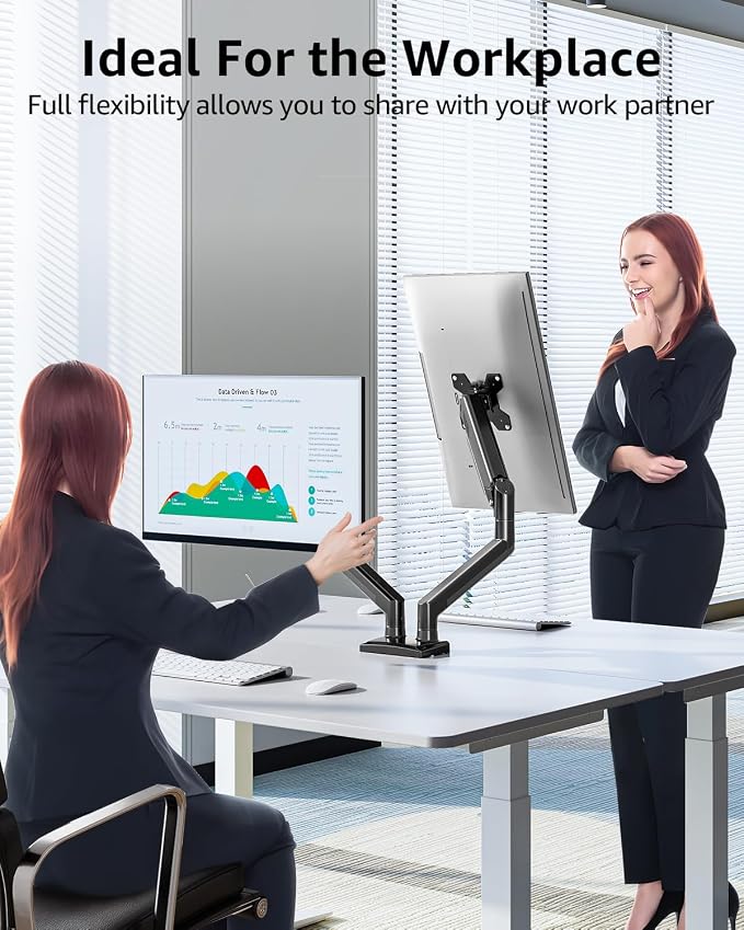 Dual Monitor Stand fits up to 32 inch, 4.4-22 lbs Computer Screens, Dual Monitor Desk Mount Height Adjustable, Monitor Arms for 2 Monitors, Home Office VESA Mounts, Freelift Black