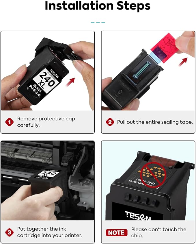TESEN PG-240XL CL-241XL Ink Cartridge Replacement for Canon 240XL 241XL 240 241 PG-240 CL-241 XL for PIXMA MG3600 MG3620 MG3520 TS5120 MG2120 MG3220 MX372 Printer Ink Cartridge (1 Black,1 Color)