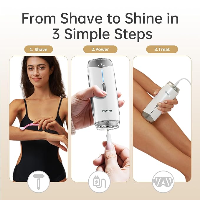 Ice Cooling IPL Home Use Hair Removal Device, Laser Hair Removal Machine Painless Epilator for Women Men, 3 Energy Levels & 2 Modes, Face Body Use with Razor & Glasses