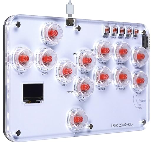 Arcade Stick Game Keyboard R13, Leverless Controller Arcade Stick with Turbo & Custom RGB, Silent All-Button Arcade Controller Street Fight for PC/PS3/PS4/Switch/Steam-Support Hot Swap & SOCD(White)