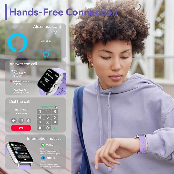 Smart Watches for Women Android & iPhone, 1.8" Smartwatch with Bluetooth Call (Answer/Make), Fitness Tracker with Heart Rate/Sleep/SpO2 Monitor, Smart Watch 3ATM Waterproof, 120+ Sport Modes, Alexa