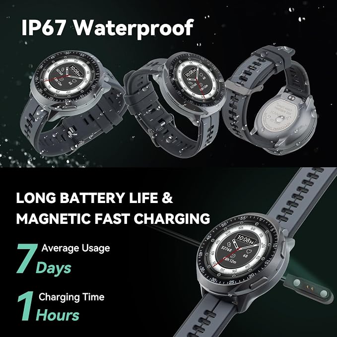 Smart Watch Pill Box, Fitness Smartwatch with Bluetooth Call for Men, Water Resistant Pill Organizer for Emergency, Pill Case for Emergency, Small Pill Container for Vitamin, Fish Oil
