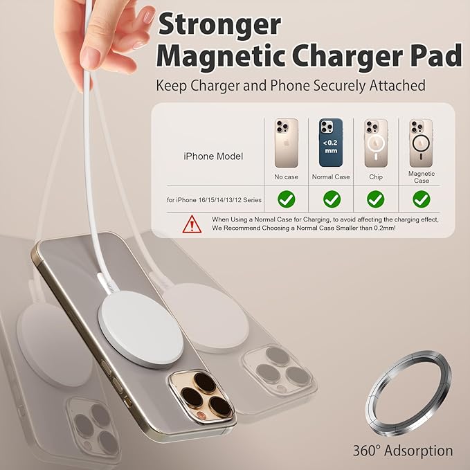 [Apple MFi Certified] Magnetic Charger for iPhone 17 16e, 10FT 2Pack Fast Charge for Apple MagSafe Wireless Charger, Long Wireless Mag Safe Charging Pad for iPhone 17 Pro Max/17 Air/16 Pro/15/14/13/12