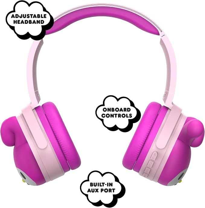 Hello Kitty 2-in-1 Wireless Bluetooth Headphones with Wired Earbuds – Foldable Over-Ear Headset with Built-in Mic, AUX Cable, Adjustable Headband, and Onboard Controls – My Melody