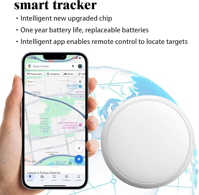 GPS Tracker for Vehicles, No Subscription Required, Magnetic Car Locator Compatible with iOS & Android, IP67 Waterproof Tracking Device, 1-Year Battery Life, Location History & Sharing