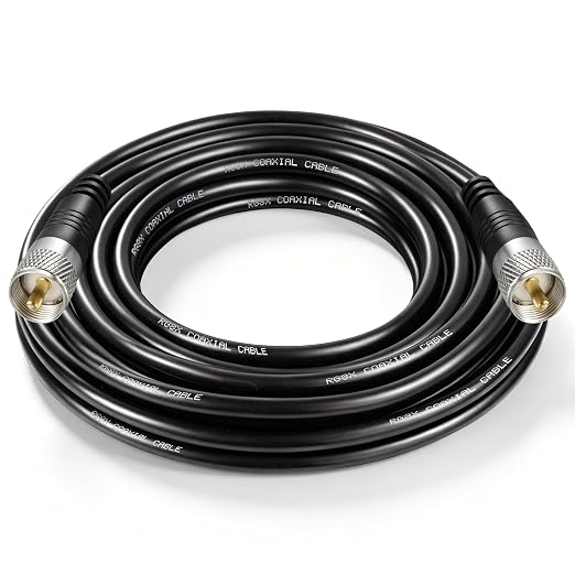 RG8x Coaxial Cable, CB Coax Cable, 35ft UHF PL259 Male to Male Low Loss CB Antenna Cables, 50 Ohm for HAM Radio, Antenna Analyzer