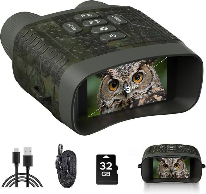 Night Vision Goggles, 4K Night Vision Binoculars, Infrared Digital Night Vision with 3'' HD Screen & 10X Digital Zoom, 5000mAh Battery and 32GB TF Card, Tech Gadgets Telescope for Camping